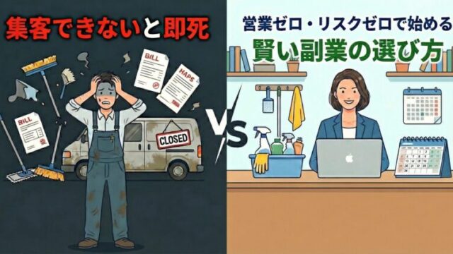 ハウスクリーニングは集客できないと即死。失敗事例から学ぶ、営業ゼロ・リスクゼロで始める「賢い副業」の選び方