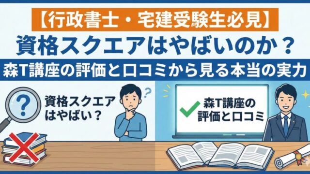 【行政書士・宅建受験生必見】資格スクエアはやばいのか？森T講座の評価と口コミから見る本当の実力