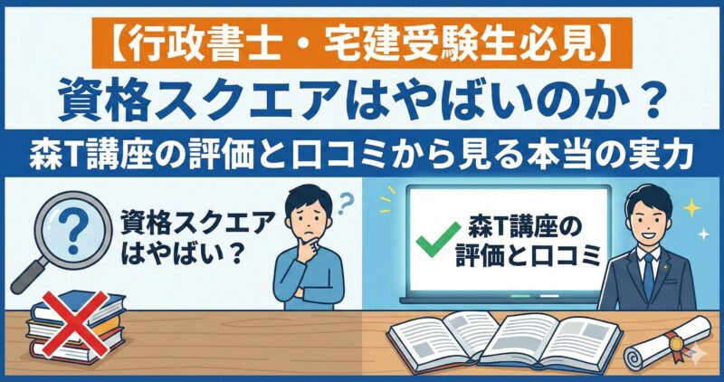 【行政書士・宅建受験生必見】資格スクエアはやばいのか？森T講座の評価と口コミから見る本当の実力
