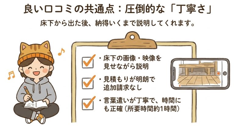 良い口コミの共通点は圧倒的な丁寧さ