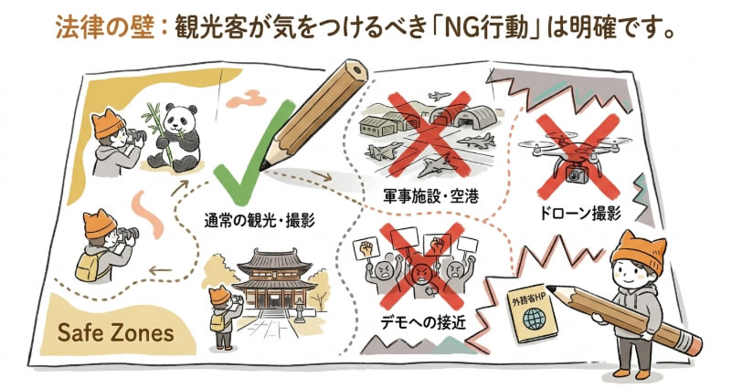 法律の壁：観光客が気をつけるべき「NG行動」