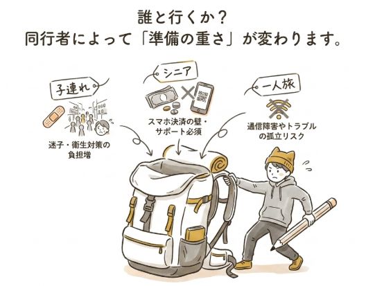 子連れ・シニア同伴・一人旅で変わるリスクの重み