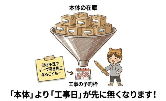 エアコン本体より工事日が先になくなる