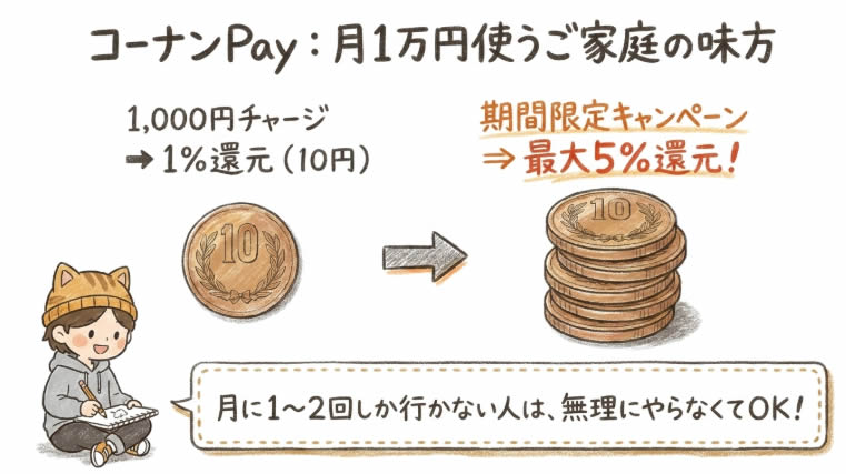 コーナンPay：月1万円使うご家庭の味方