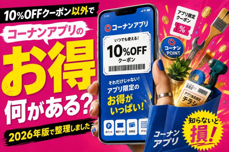 コーナンアプリの10%OFFクーポン以外で何がお得か、2026年版で整理しました