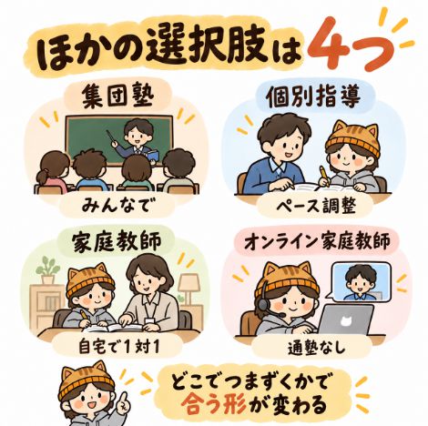 今の塾が合わないときのほかの選択肢は4つ